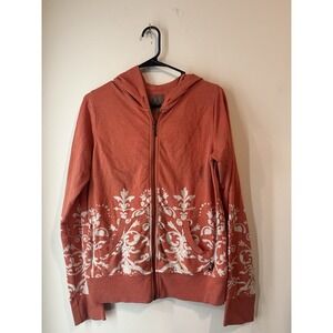Prana Vintage Y2k Full Zip Hoodie Boho Chic Orange Floral Size‎ M